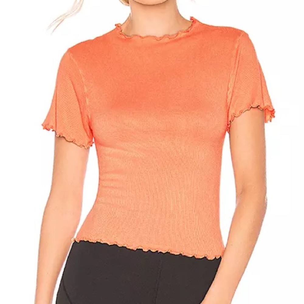 NWOT FP Movement Madeline Funnel Baby Tee Bright Orange Free People Ribbed